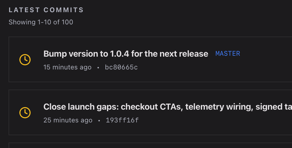 SiteCMD Deploys view showing recent GitHub Actions runs and release status.